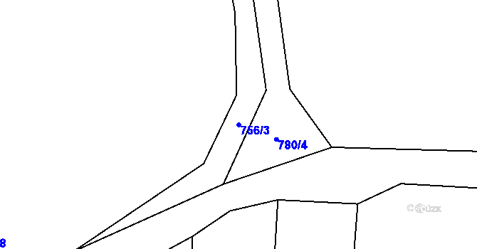 Parcela st. 756/3 v KÚ Štipoklasy u Lovčic, Katastrální mapa