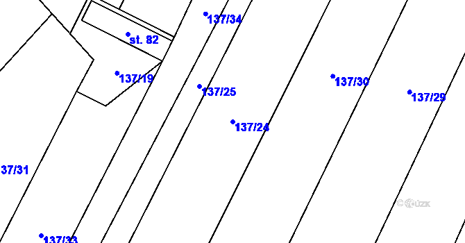 Parcela st. 137/24 v KÚ Štipoklasy u Lovčic, Katastrální mapa