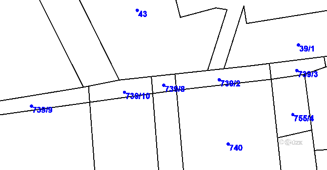 Parcela st. 739/8 v KÚ Štipoklasy u Lovčic, Katastrální mapa
