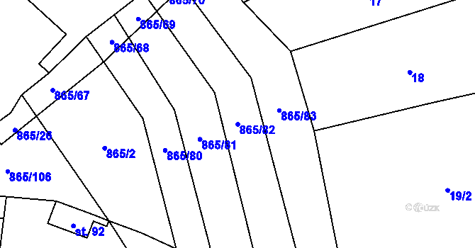 Parcela st. 865/82 v KÚ Štipoklasy u Lovčic, Katastrální mapa