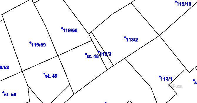 Parcela st. 113/3 v KÚ Štipoklasy u Lovčic, Katastrální mapa