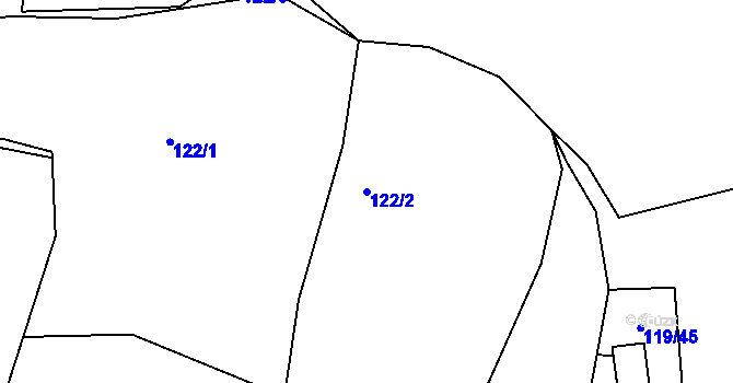 Parcela st. 122/2 v KÚ Štipoklasy u Lovčic, Katastrální mapa