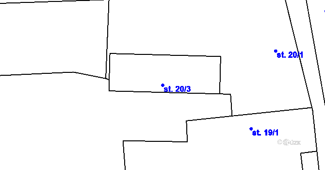 Parcela st. 20/3 v KÚ Lovčice u Nového Bydžova, Katastrální mapa