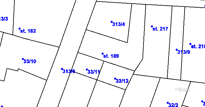 Parcela st. 189 v KÚ Lovčice u Nového Bydžova, Katastrální mapa