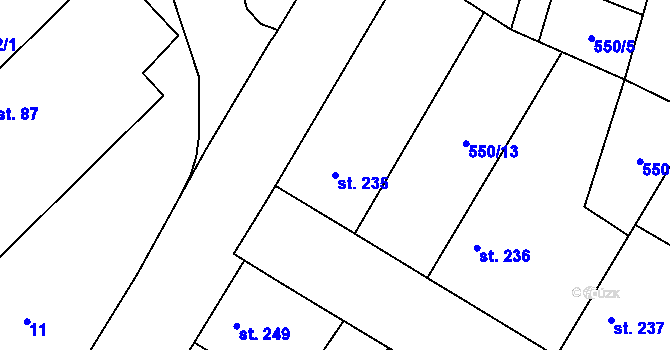 Parcela st. 235 v KÚ Lovčice u Nového Bydžova, Katastrální mapa