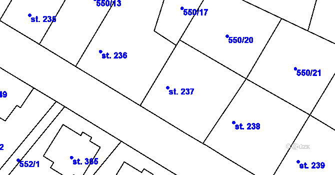 Parcela st. 237 v KÚ Lovčice u Nového Bydžova, Katastrální mapa