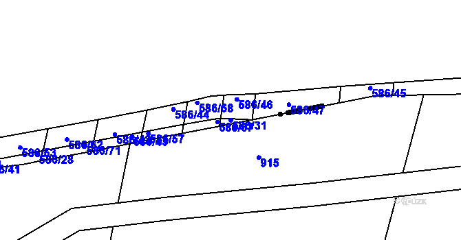 Parcela st. 586/31 v KÚ Lovčice u Nového Bydžova, Katastrální mapa