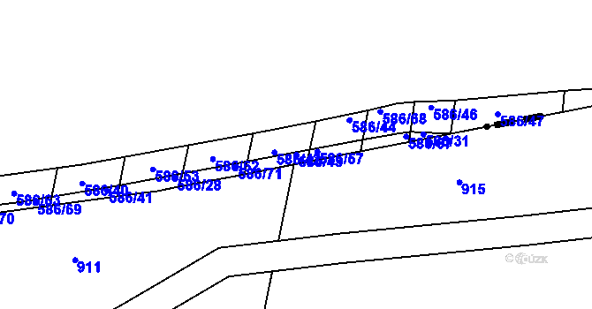 Parcela st. 586/43 v KÚ Lovčice u Nového Bydžova, Katastrální mapa