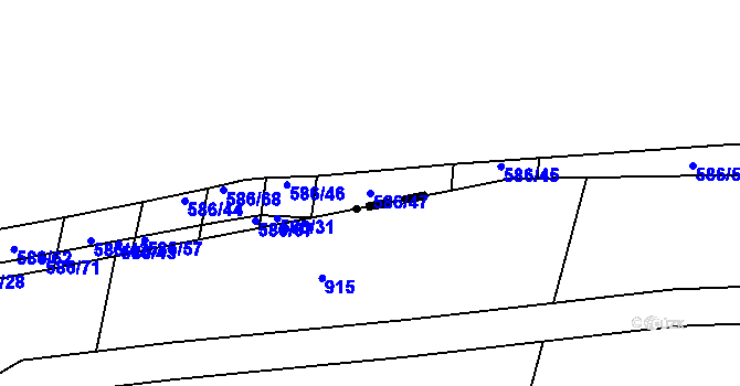 Parcela st. 586/47 v KÚ Lovčice u Nového Bydžova, Katastrální mapa