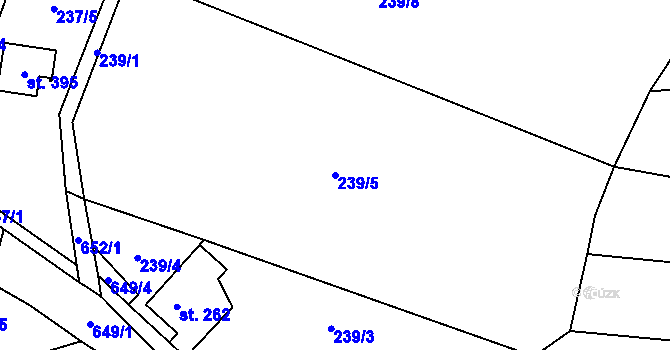 Parcela st. 239/5 v KÚ Lovčice u Nového Bydžova, Katastrální mapa