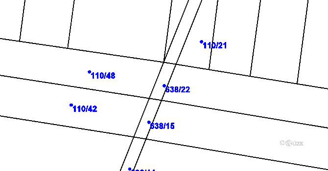 Parcela st. 638/22 v KÚ Lovčice u Nového Bydžova, Katastrální mapa