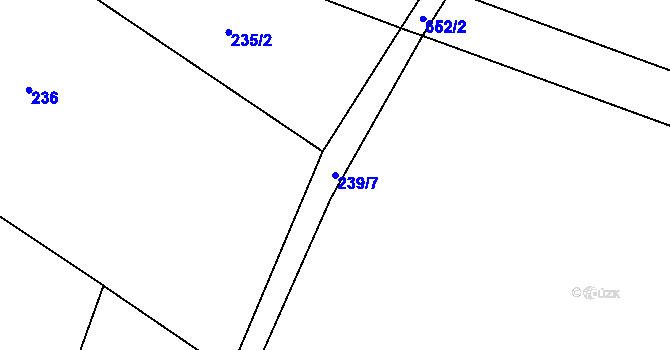 Parcela st. 239/7 v KÚ Lovčice u Nového Bydžova, Katastrální mapa