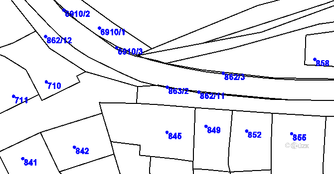 Parcela st. 863/2 v KÚ Lovčice u Kyjova, Katastrální mapa
