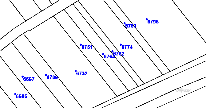 Parcela st. 6764 v KÚ Lovčice u Kyjova, Katastrální mapa
