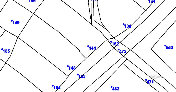 Parcela st. 144 v KÚ Lovčice u Kyjova, Katastrální mapa