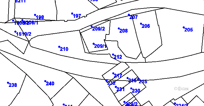 Parcela st. 211 v KÚ Lovčice u Kyjova, Katastrální mapa