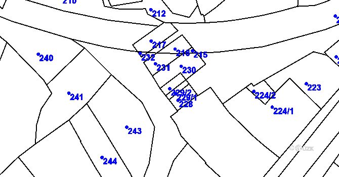Parcela st. 229/2 v KÚ Lovčice u Kyjova, Katastrální mapa