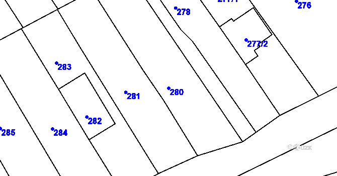 Parcela st. 280 v KÚ Lovčice u Kyjova, Katastrální mapa