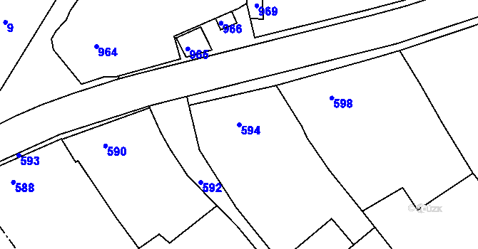 Parcela st. 594 v KÚ Lovčice u Kyjova, Katastrální mapa