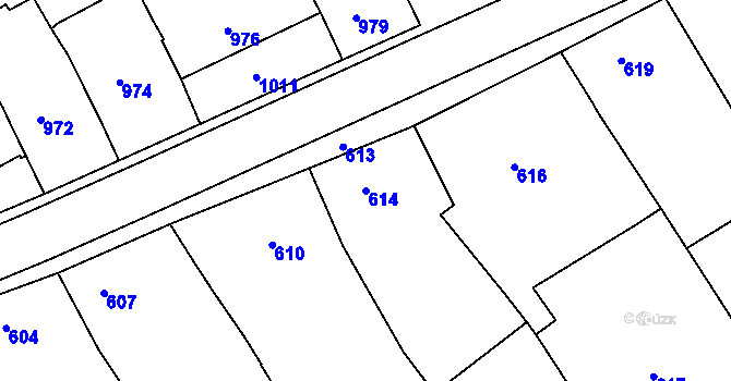 Parcela st. 614 v KÚ Lovčice u Kyjova, Katastrální mapa