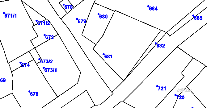 Parcela st. 681 v KÚ Lovčice u Kyjova, Katastrální mapa