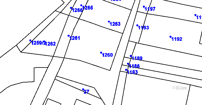 Parcela st. 1260 v KÚ Lovčice u Kyjova, Katastrální mapa