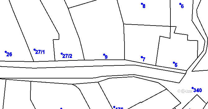 Parcela st. 9 v KÚ Lovčičky, Katastrální mapa
