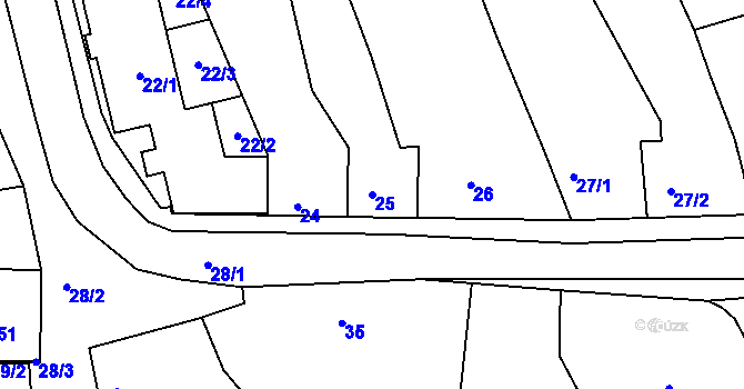 Parcela st. 25 v KÚ Lovčičky, Katastrální mapa