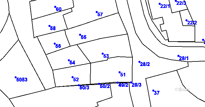 Parcela st. 53 v KÚ Lovčičky, Katastrální mapa