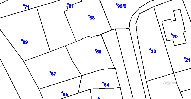 Parcela st. 66 v KÚ Lovčičky, Katastrální mapa
