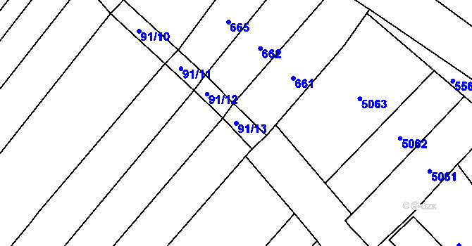 Parcela st. 91/13 v KÚ Lovčičky, Katastrální mapa