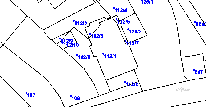 Parcela st. 112/1 v KÚ Lovčičky, Katastrální mapa