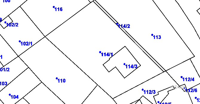 Parcela st. 114/1 v KÚ Lovčičky, Katastrální mapa