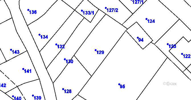 Parcela st. 129 v KÚ Lovčičky, Katastrální mapa