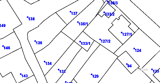 Parcela st. 133/1 v KÚ Lovčičky, Katastrální mapa