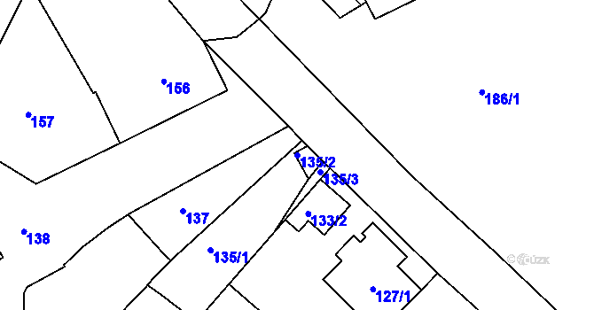 Parcela st. 135/2 v KÚ Lovčičky, Katastrální mapa