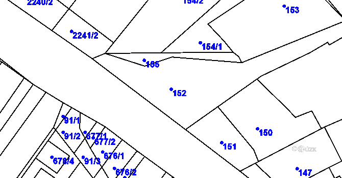 Parcela st. 152 v KÚ Lovčičky, Katastrální mapa