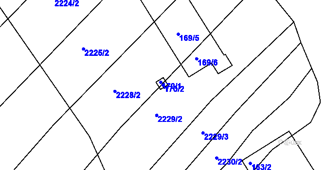 Parcela st. 170/2 v KÚ Lovčičky, Katastrální mapa