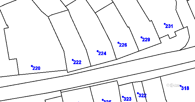 Parcela st. 224 v KÚ Lovčičky, Katastrální mapa
