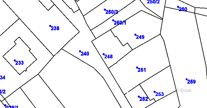 Parcela st. 248 v KÚ Lovčičky, Katastrální mapa
