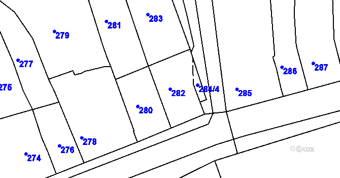 Parcela st. 282 v KÚ Lovčičky, Katastrální mapa