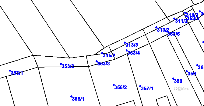 Parcela st. 315/2 v KÚ Lovčičky, Katastrální mapa