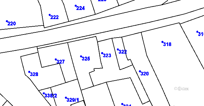 Parcela st. 323 v KÚ Lovčičky, Katastrální mapa