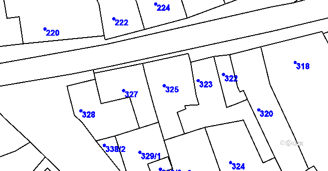 Parcela st. 325 v KÚ Lovčičky, Katastrální mapa