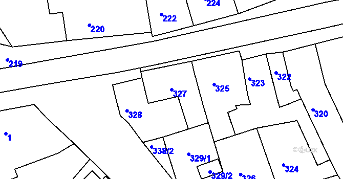 Parcela st. 327 v KÚ Lovčičky, Katastrální mapa