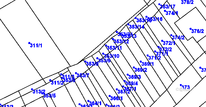 Parcela st. 353/10 v KÚ Lovčičky, Katastrální mapa