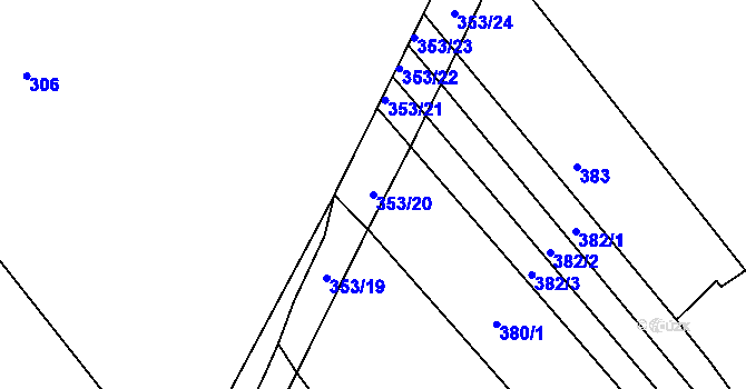 Parcela st. 353/20 v KÚ Lovčičky, Katastrální mapa