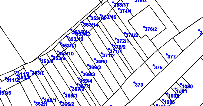 Parcela st. 371/2 v KÚ Lovčičky, Katastrální mapa
