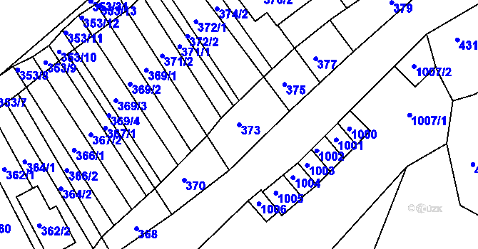 Parcela st. 373 v KÚ Lovčičky, Katastrální mapa