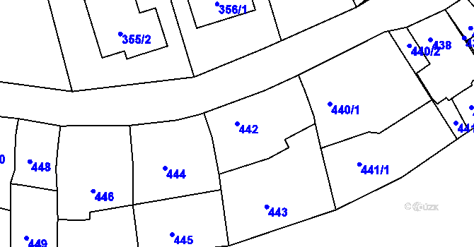 Parcela st. 442 v KÚ Lovčičky, Katastrální mapa